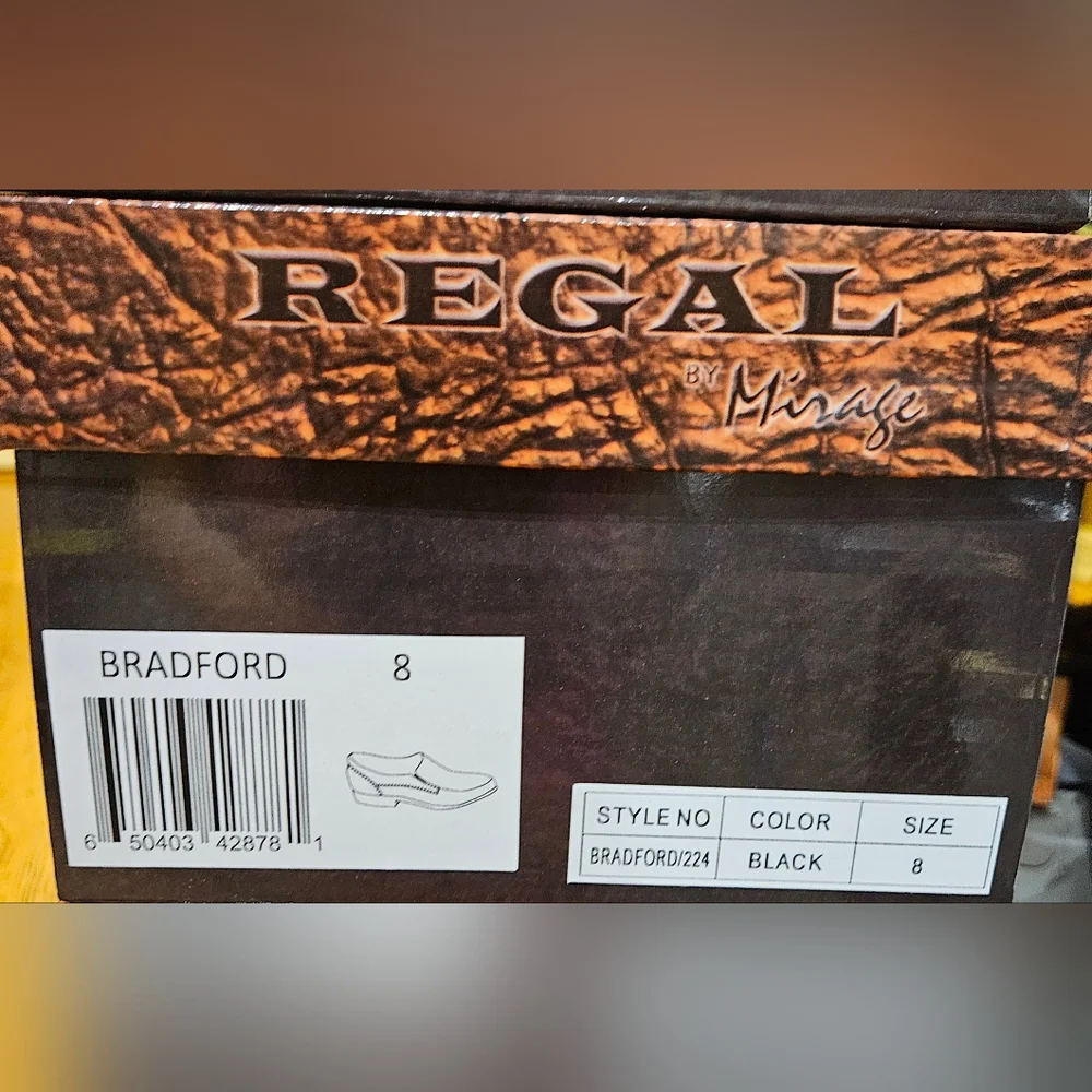 Black Men's Regal By Mirage Bradford Slip-On Leather Dress Shoes, Size 8, New